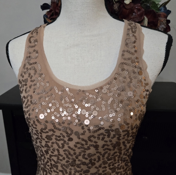 EUC- GOLD SEQUINED RACERBACK DRESS- STUDIO M - Picture 12 of 16